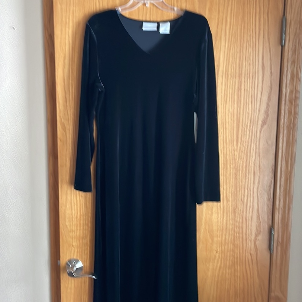 NWT black velvet long sleeve vintage dress Worthington size 12